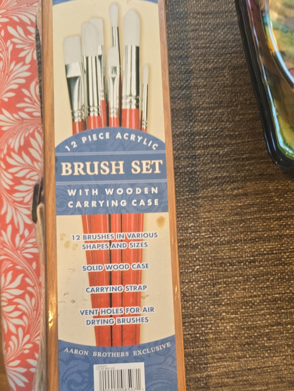 Red Acrylic Brush Set with Wooden Case